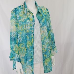 Torquoise Blue and Lime Green 2pc Shirt Set